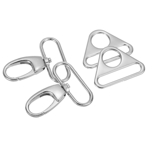 Swivel Snap Hook, Zinc Alloy Push Gate Lobster Claw Clasp with Triangle Rings for Lanyard DIY Crafts Making (1 1/2", Silver)