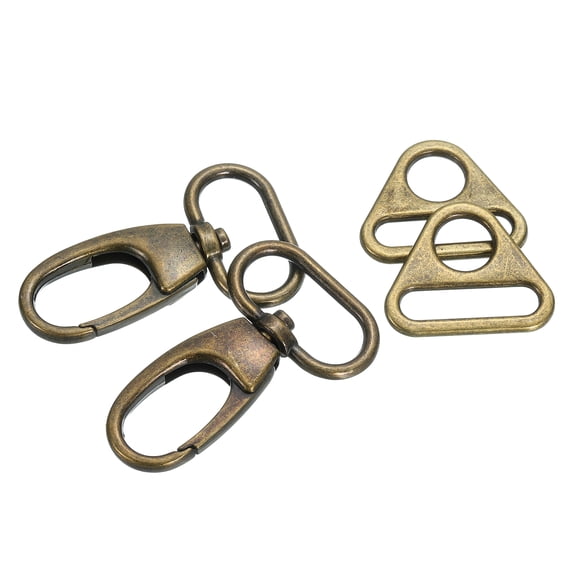 Swivel Snap Hook, Zinc Alloy Push Gate Lobster Claw Clasp with Triangle Rings for Lanyard DIY Crafts Making (1", Bronze)