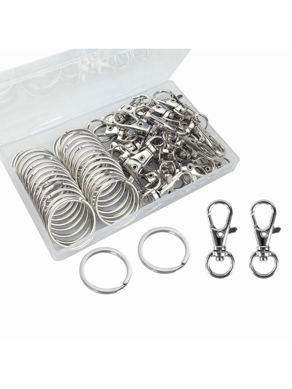 Swivel Snap Hook with Key Rings, Lobster Clasps Keychain Metal Swivel Keychain Hooks for DIY Keychain Lanyard Bag Charm