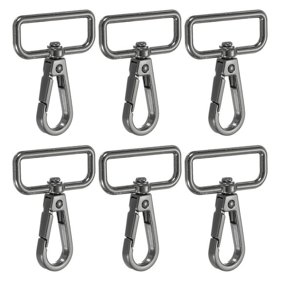 Uxcell Swivel Snap Hooks, Metal D Ring KeyChain Lanyard Clip Hook for DIY Crafts and Purse Making Graphite Black 1 1/4 Inch