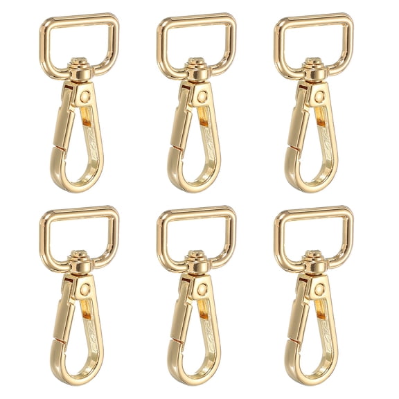 Uxcell Swivel Snap Hooks, Metal D Ring KeyChain Lanyard Clip Hook for DIY Crafts and Purse Making Light Gold 3/4 Inch