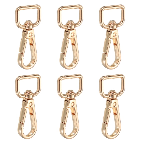 Swivel Snap Hooks, Metal D Ring KeyChain Lanyard Clip Hook Lobster Clasp Claw for DIY, 6 Pcs 5/8" Light Gold