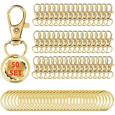 Swivel Snap Hooks with Key Rings for Keychain, Lanyard, Jewelry Making, Assorted Sizes, Gold, 100PCS