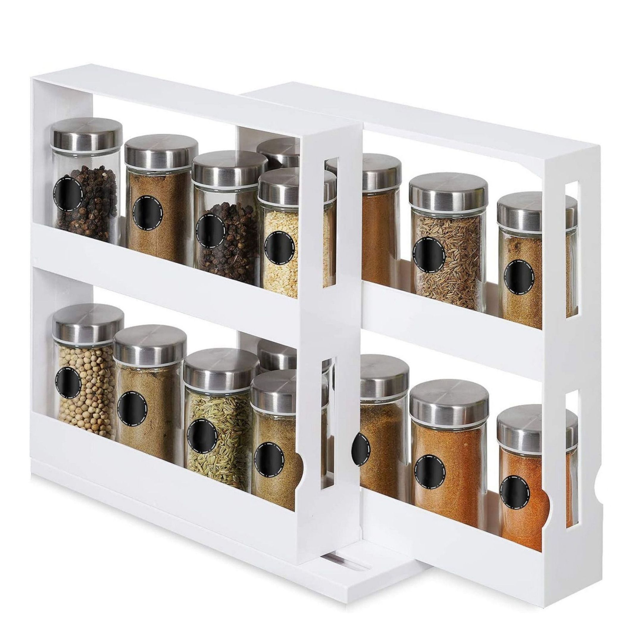 Swivel Spice Rack Organizer for Cabinet, Revolving Kitchen Shelf