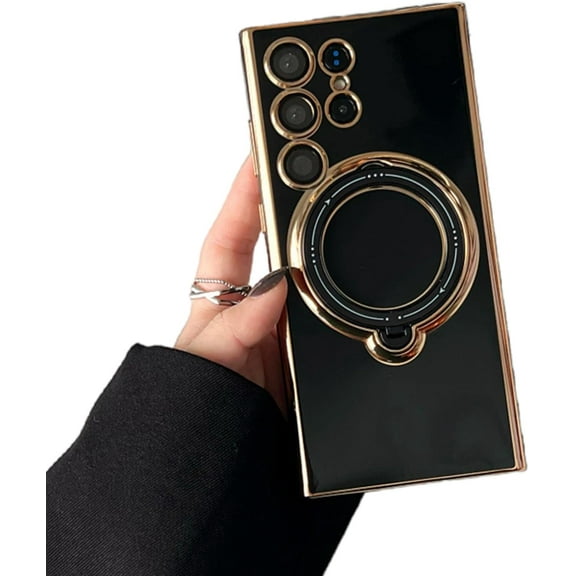 Swivel Stand Solid Color Phone Case for Samsung Galaxy A14 A24 A34 A54 5G 4G, Compatible with Magsafe, Back Cover with Lens Film, Magnetic Bracket Shell