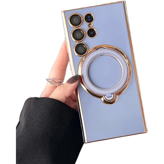 Swivel Stand Solid Color Phone Case for Samsung Galaxy A14 A24 A34 A54 5G 4G, Compatible with Magsafe, Back Cover with Lens Film, Magnetic Bracket Shell
