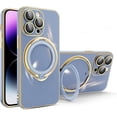thumbnail image 1 of Swivel Stand Solid Color Phone Case for iPhone X XR XS Max 7 8 Plus, Compatible with Magsafe, Back Cover with Lens Film, Magnetic Bracket Shell, 1 of 8