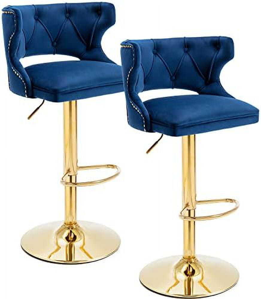 Swivel Stools Set of 2 Velvet Counter Height Barstool with Open