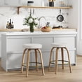 thumbnail image 1 of Swivel  Stools Set of  Counter Height Backless  Stools  Fabric  Seat  Sturdy Curved Wood Legs  Mid-Century Modern Island Stools for Kitchen   Dining Room, 1 of 5