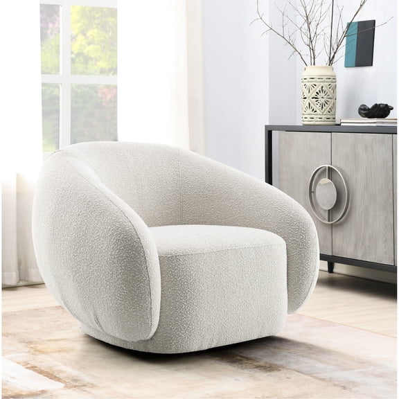 Swivel Sun Chair - Beige Boucle And Sun- 41.05 In. Product Depth Feature
