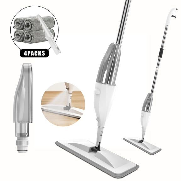 Swivel Sweeper 360 Spray Mop for Hardwood Laminate Vinyl Tile Cleaning, Wet Dry Mop with 4 Washable Pads & 14oz Refillable Bottle
