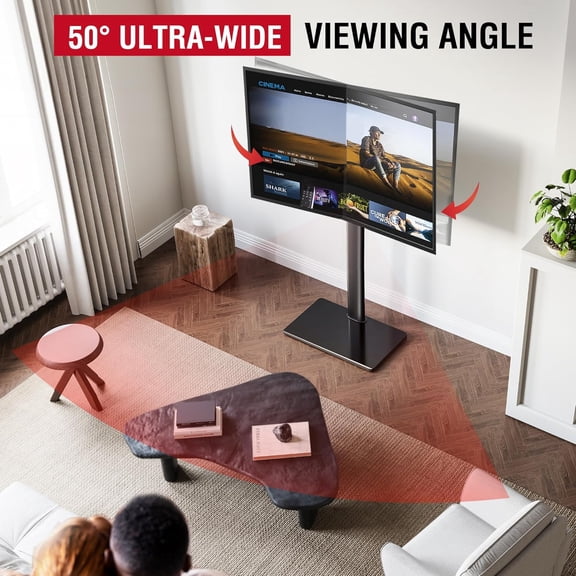 Swivel TV Floor Stand for 43-75 Inch TVs, 10-Level Height Adjustable Corner  Tall Mount, Holds 110 lbs,  VESA 600x400mm, Black