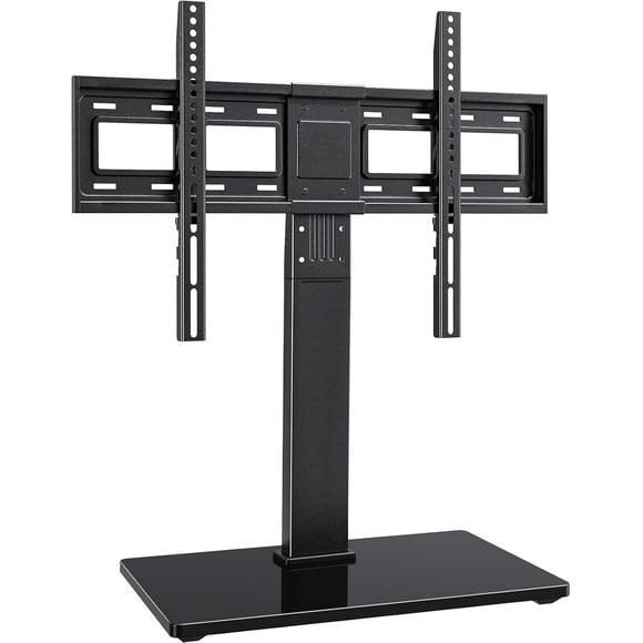 Swivel TV Stand for 37-75" TVs - Height Adjustable Table Top Base with Tempered Glass, VESA 600x400, Holds 99lbs (PSTVS13)