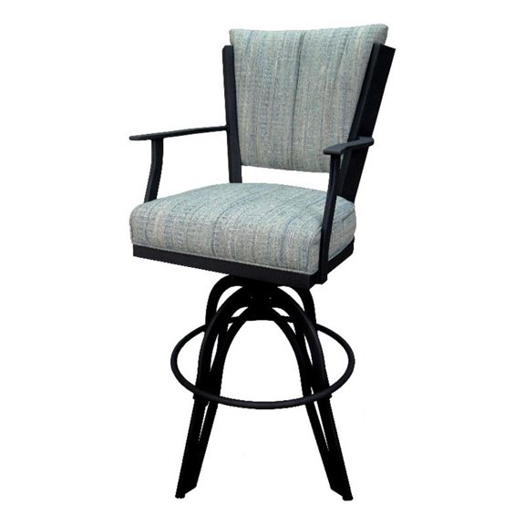 Swivel Bar Stool 30" Seat - Montana - Watusi Aqua Fabric - Black Metal