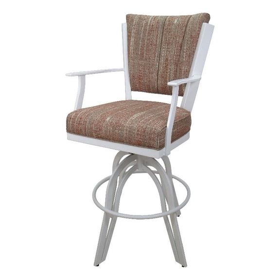 Swivel Bar Stool 30" Seat - Montana - Watusi Madder Red Fabric - White Metal