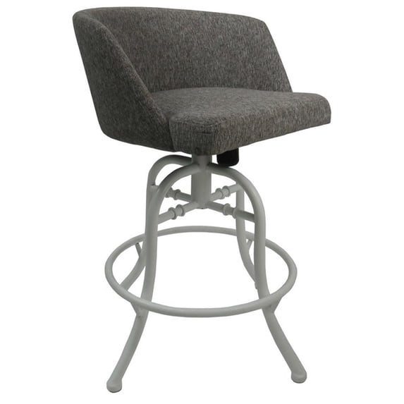 Swivel Tilt Counter Metal Bar Stool 26" - Joey - Mojave Gray Fabric - White
