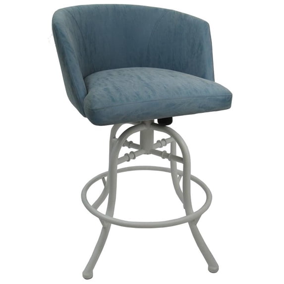 Swivel Tilt Counter Metal Bar Stool 26" Joey - Topaz Turquoise Vinyl - White