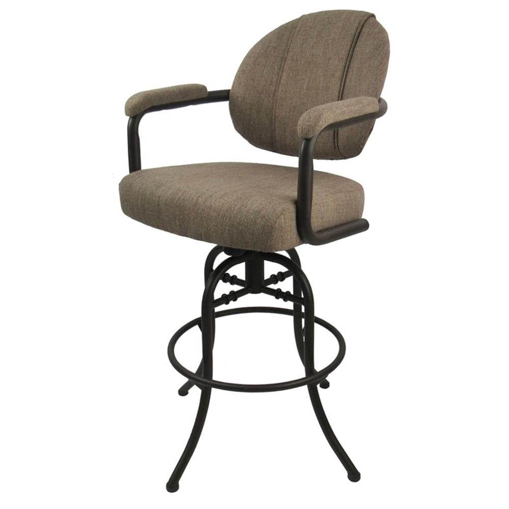 Swivel Tilt Metal Bar Stool 30" M-70 - Basin Beige Fabric - Coffee Frame