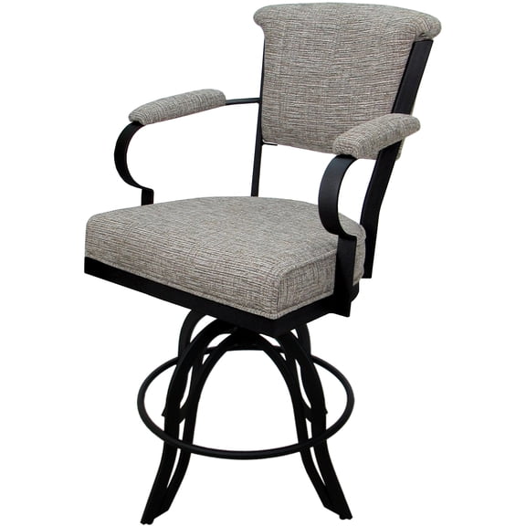 Swivel Tilt Metal Bar Stool 30" Seat - Miami - Jetty June Tan Fabric - Black