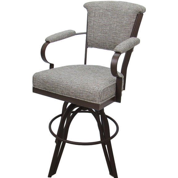 Swivel Tilt Metal Bar Stool 30" Seat - Miami - Jetty June Tan Fabric - Brown