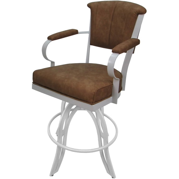 Swivel Tilt Metal Bar Stool 30" Seat - Miami - Pecan Brown Vinyl - White