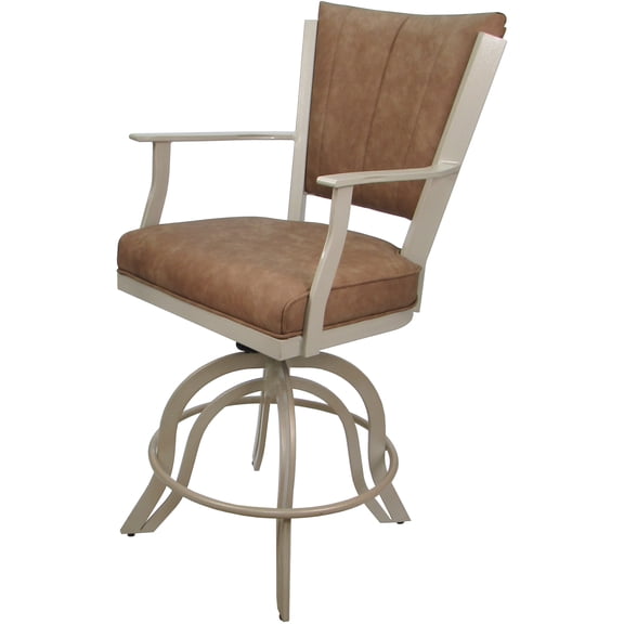 Swivel Tilt Metal Bar Stool 30" Seat - Montana - Pecan Brown Vinyl - Beige