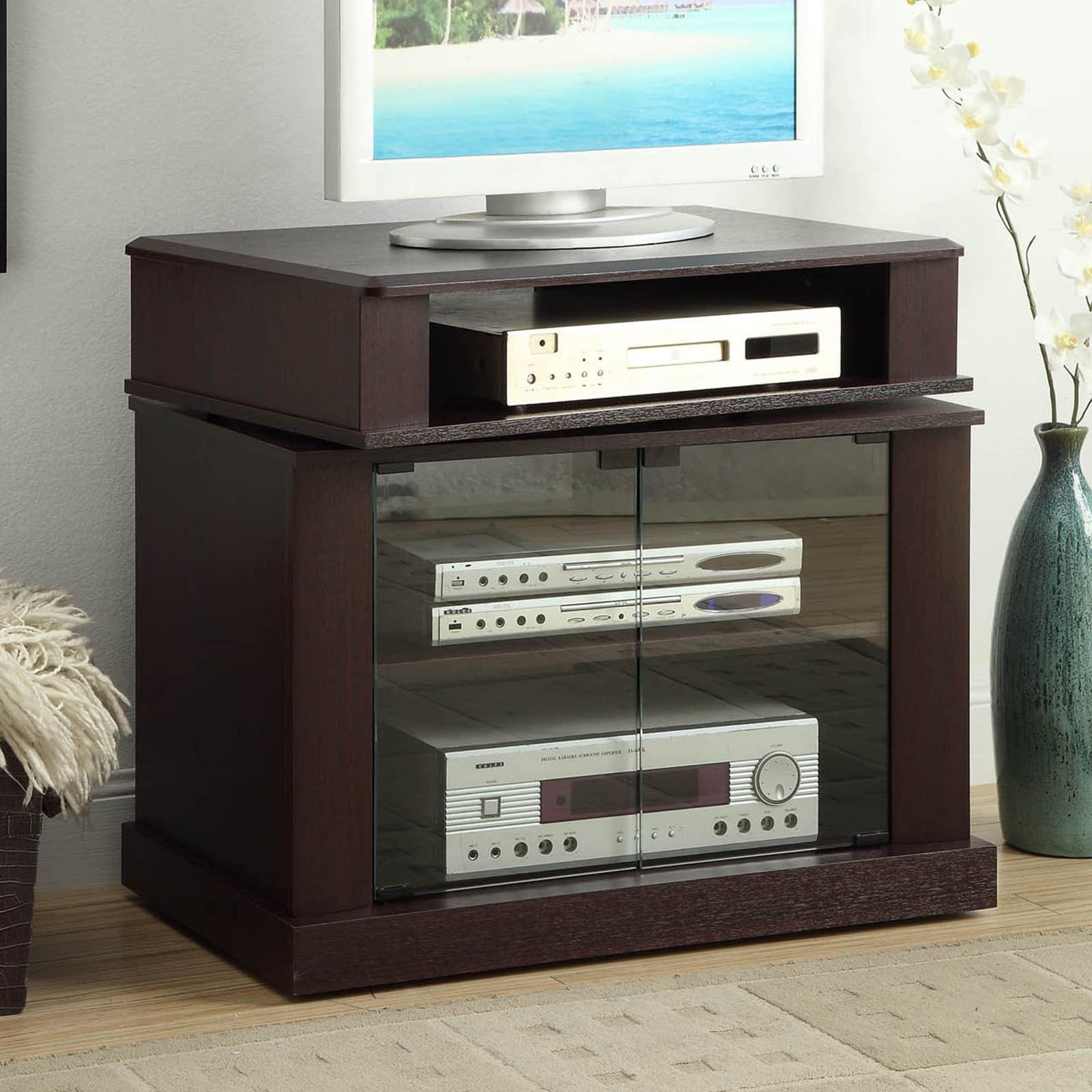 Swivel Top Cherry TV Stand