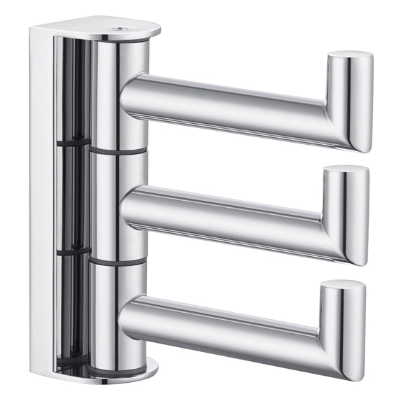 Swivel Towel Hook 3 Arms Foldable Stainless Steel Wall Mount Coat and Robe Hanger Brushed Nickel Finish Durable Bathroom Organizer
