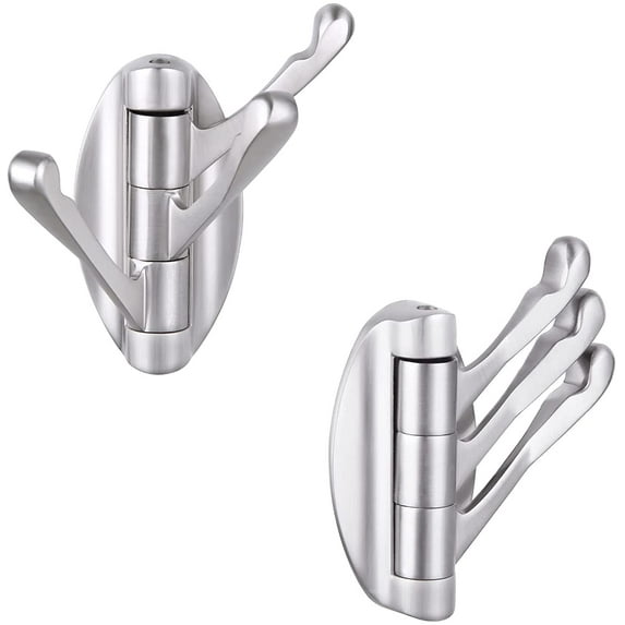 Swivel Towel Hook Brushed Gold 2 PCS, Angle Simple Metal Folding Bathroom Hook, Bath Towel Holder, Heavy Duty Robe Clothes Hanger for Bathroom RV Wall Mount