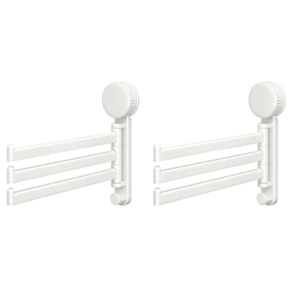 Swivel Towel Rack 3 Arm Suction Cup Towel Holder, Thicken Aluminum Swing Out Towel Bar, Rustproof Space Saving Hanger for Bathroom Kitchen 2 Pcs