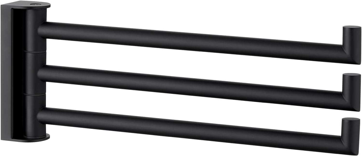 Matte Black Stainless Steel Wall Mounted Swivel Towel Rack