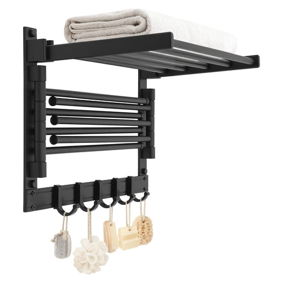 Black Heated Towel Rack Bathroom Towel Rack Wall Mount Towel Bar Set 15.75*10.23*11.81in