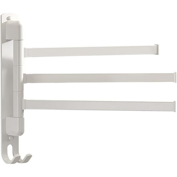 Swivel Towel Rack Over, The Door Towel Rack, Rustproof and Sturdy Space Saving Towel Hanger,Towel Bar Swing Out 180° Rotation, Wall Mounted/Glue Mounted Towel Rod with Hook for Bathroom, Kitchen