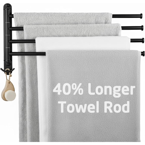 Swivel Towel Rack, Swing Arm Towel Bar Arm Extra Long Swing Out Towel Rack for Bathroom Wall, Hand Towel Rack Wall Mounted Stainless Steel Polished Finish