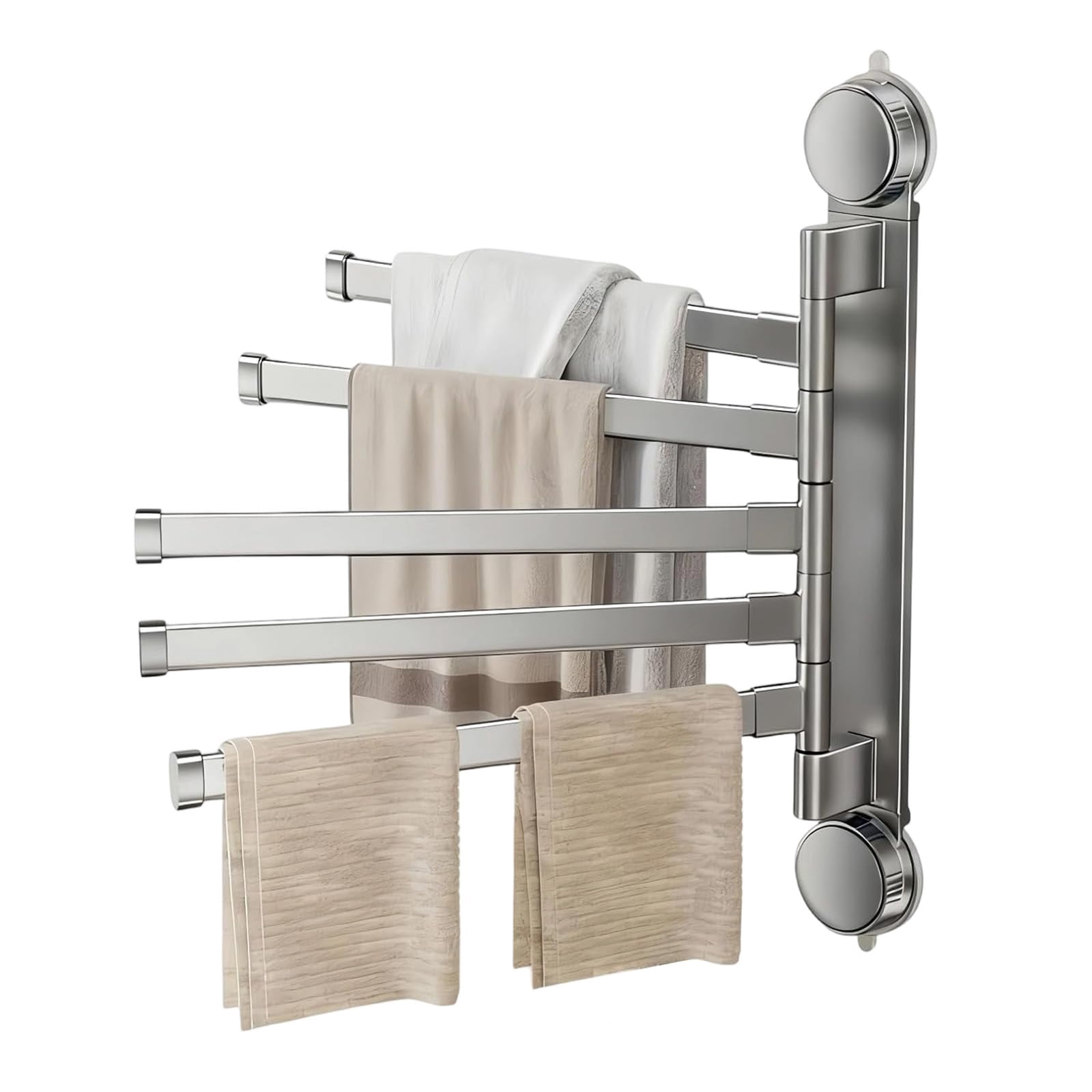 Swivel Towel Rack Thicken 304 Stainless Steel 5-Arm Towel Bar No-Drill ...