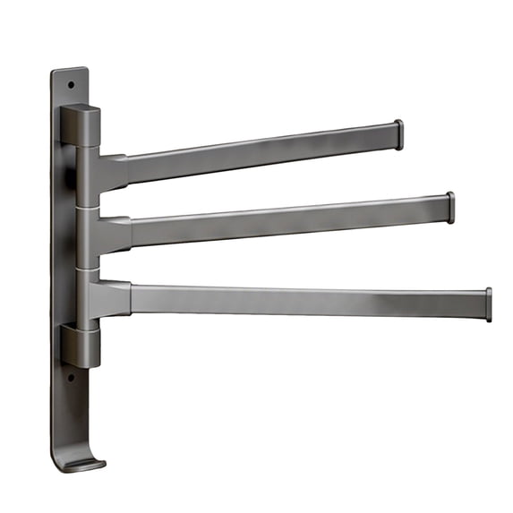 Swivel Towel Rack Thicken 4 Arm Towel Bar 180° Space Saving Wall Mounted Towel Holder With Hook Rustproof Swing Out Towel Hanger For Bathroom Kitchen Grey Bathroom Products Home Decor