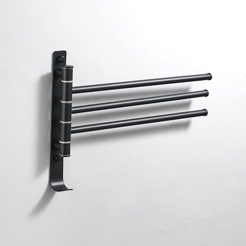 Foldably 180° Rotating 3-Arm Towel Rack - No Nails, Glue Mount, White Iron (Holds 15kg Per Arm)