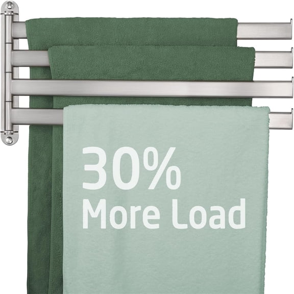 Swivel Towel Racks for Bathroom, 19.5" Swing Out Towel Rack for Bathroom Wall 4-Arm, Swinging Towel Bar 18/8 Stainless Steel Space Saving Wall Mounted Brushed Finish,