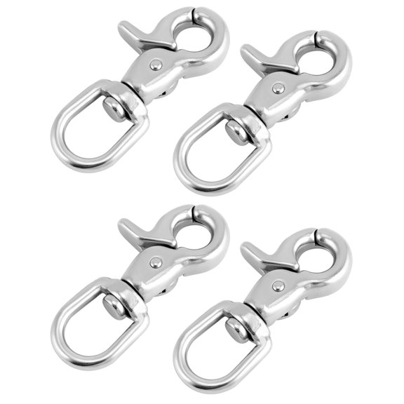 Swivel Trigger Snap Hook, 4 Pack 2.56" Marine Grade Stainless Steel 316 Swivel Trigger Clip Hook, 130 Lbs Capacity, for Cages, Dog Leash, Flag Pole, Bag, Key Ring