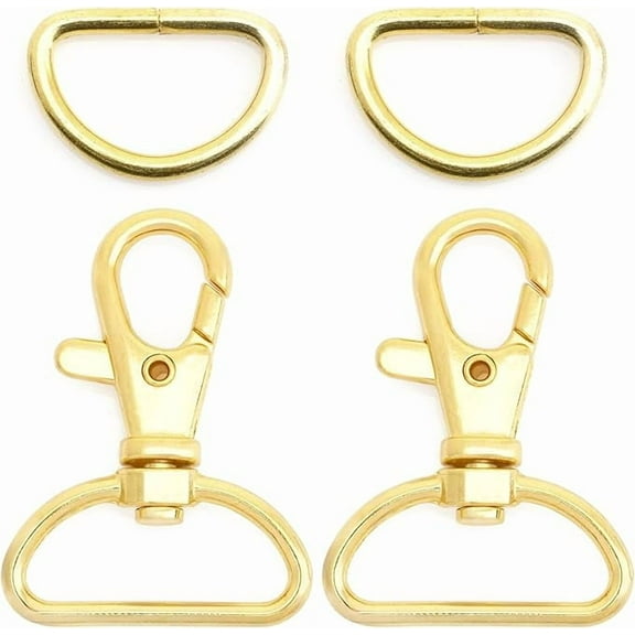 Swivel Trigger Snap Hooks Classic Lobster Clasps with D-Rings for Purse Strap Lanyard Leather Craft 10 Sets CSD1 (1 Inch, Gold)