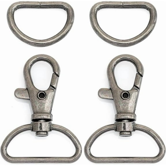 Swivel Trigger Snap Hooks Classic Lobster Clasps with D-Rings for Purse Strap Lanyard Leather Craft 10 Sets CSD1 (1 Inch, Gunmetal)