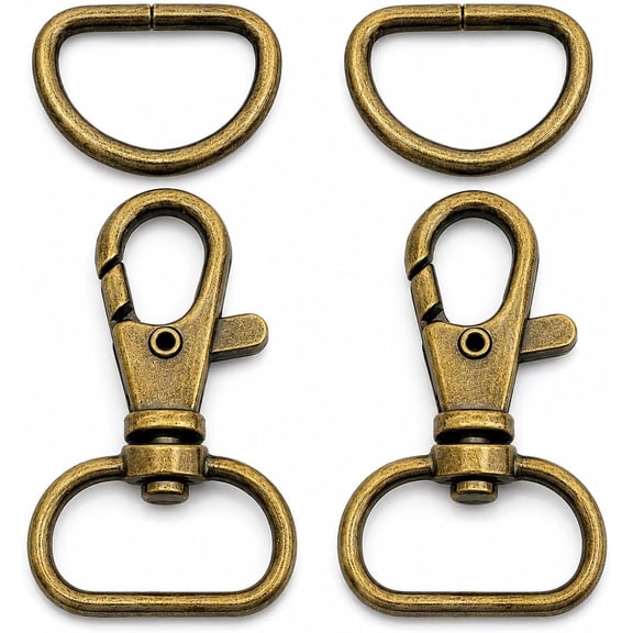 Swivel Trigger Snap Hooks Classic Lobster Clasps with D-Rings for Purse Strap Lanyard Leather Craft 10 Sets CSD1 (3/4 Inch, Antique Brass)