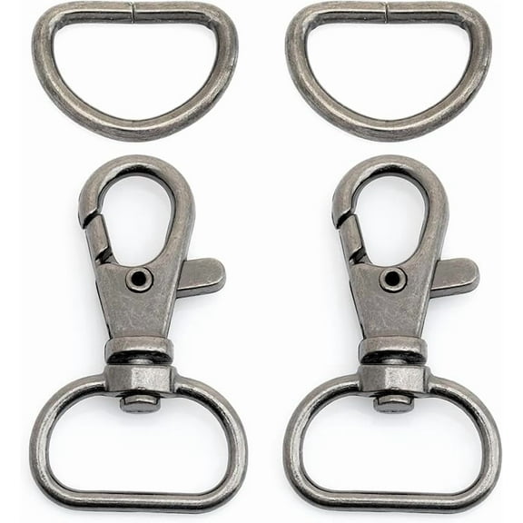 Swivel Trigger Snap Hooks Classic Lobster Clasps with D-Rings for Purse Strap Lanyard Leather Craft 10 Sets CSD1 (3/4 Inch, Gunmetal)