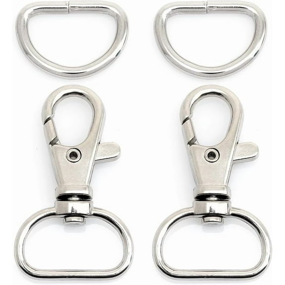 Swivel Trigger Snap Hooks Classic Lobster Clasps with D-Rings for Purse Strap Lanyard Leather Craft 10 Sets CSD1 (3/4 Inch, Silver)