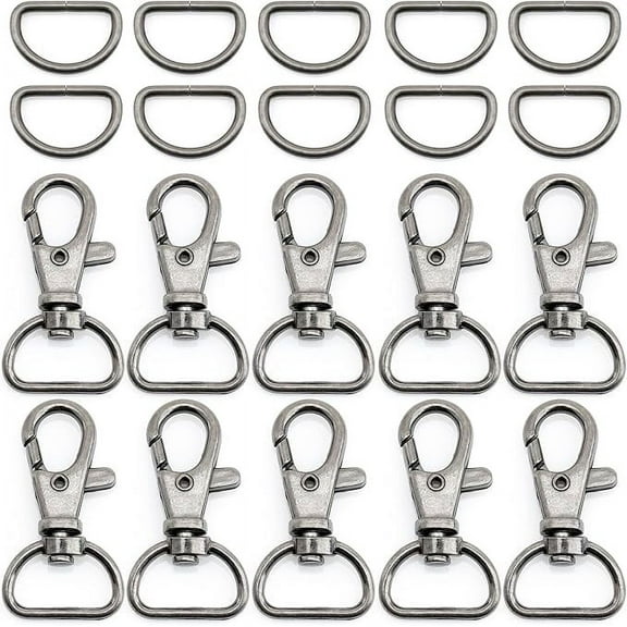 Swivel Trigger Snap Hooks Classic Lobster Clasps with D-Rings for Purse Strap Lanyard Leather Craft 10 Sets CSD1 (5/8 Inch, Gunmetal)