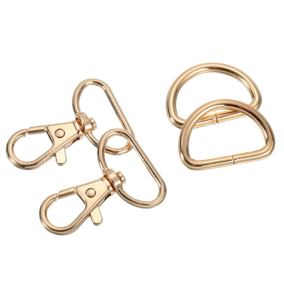 Swivel Trigger Snap Hooks, Zinc Alloy Classic Lobster Clasps with D-Rings for Lanyard DIY Crafts Making (1", Gold)