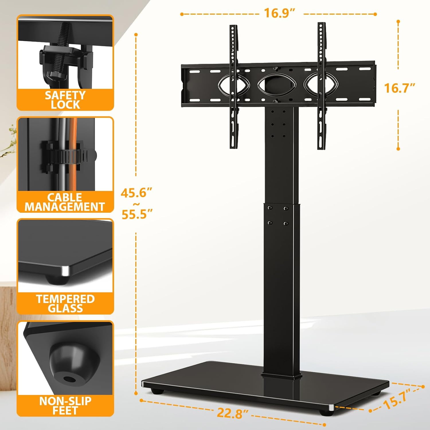 Swivel Universal Floor TV Stand Base for 32–75 Inch TVs, Height ...