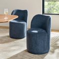 thumbnail image 1 of Swivel Upholstered Dining Chairs Set of 2 Kitchen Boucle Barrel Chairs Dining Room Living Room Navy, 1 of 8