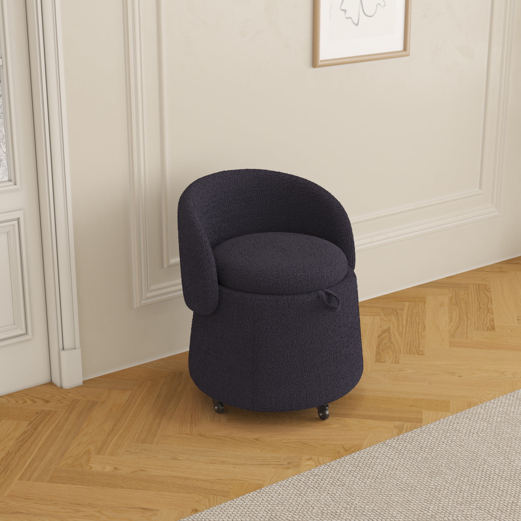 Swivel Vanity Chair with Back, Makeup Vanity Chairs with 4 Wheels ...