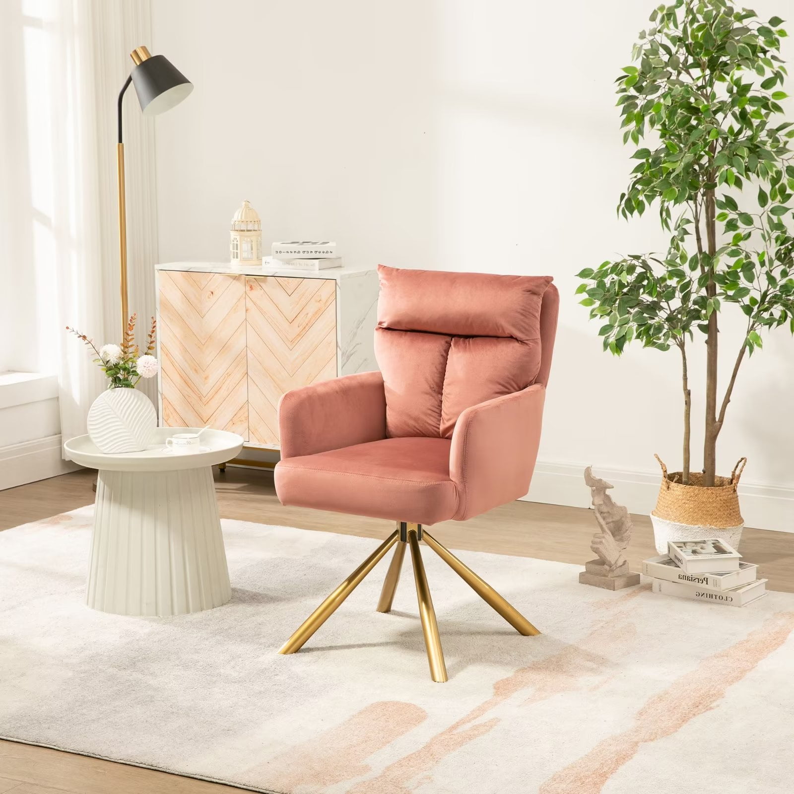 Pink and gold vanity chair discount